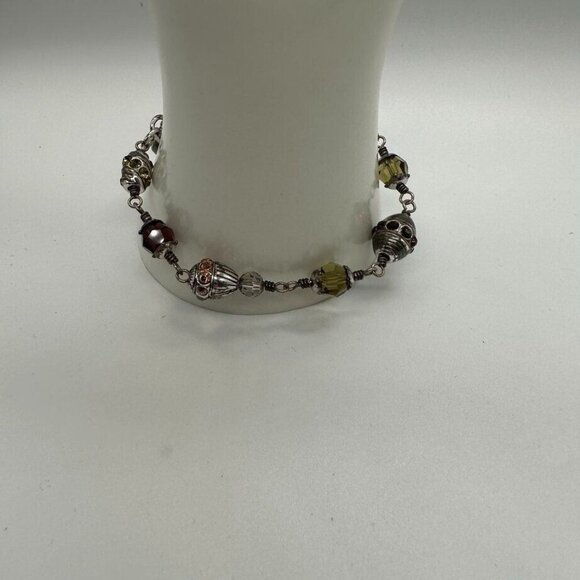 Brighton‎ Jewel Fantasy Beaded Bracelet Silver Tone Faceted Purple Green Beads - Picture 7 of 12